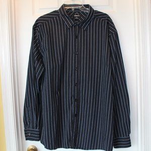 CLAIBORNE LS Black Striped Button Down Shirt Size XXL